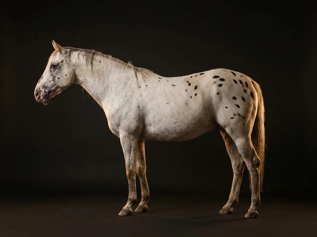 Appaloosa im Profil vor dunklem Grund