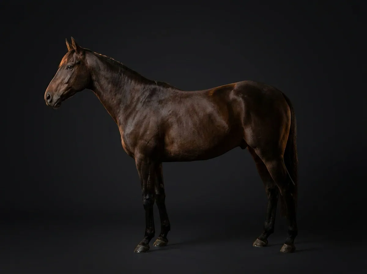 Australian Stock Horse im Profil vor dunklem Grund