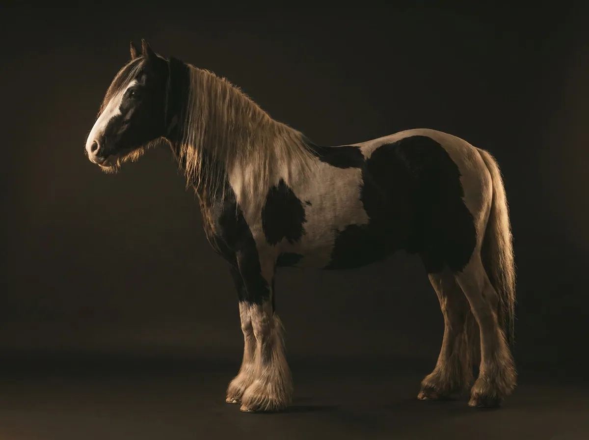 Irish Cob / Tinker im Profil vor dunklem Grund