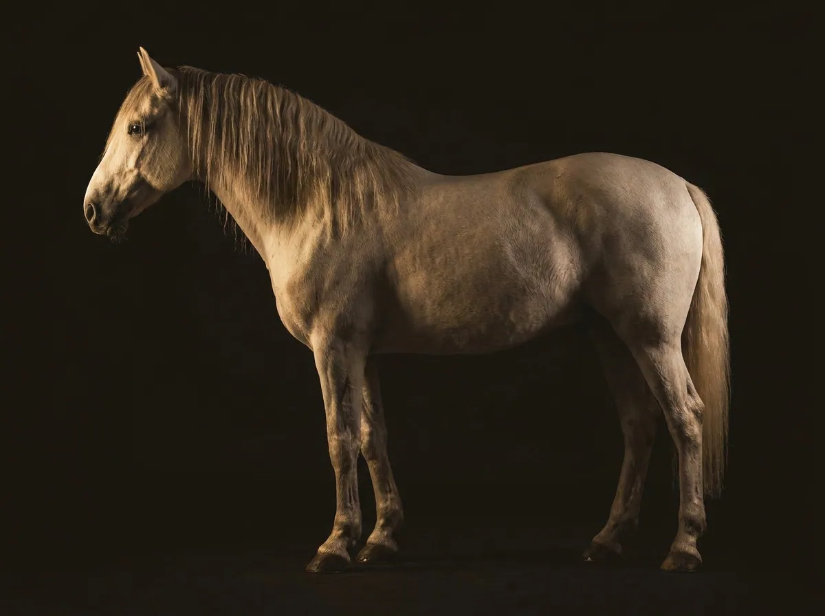 Lipizzaner im Profil vor dunklem Grund