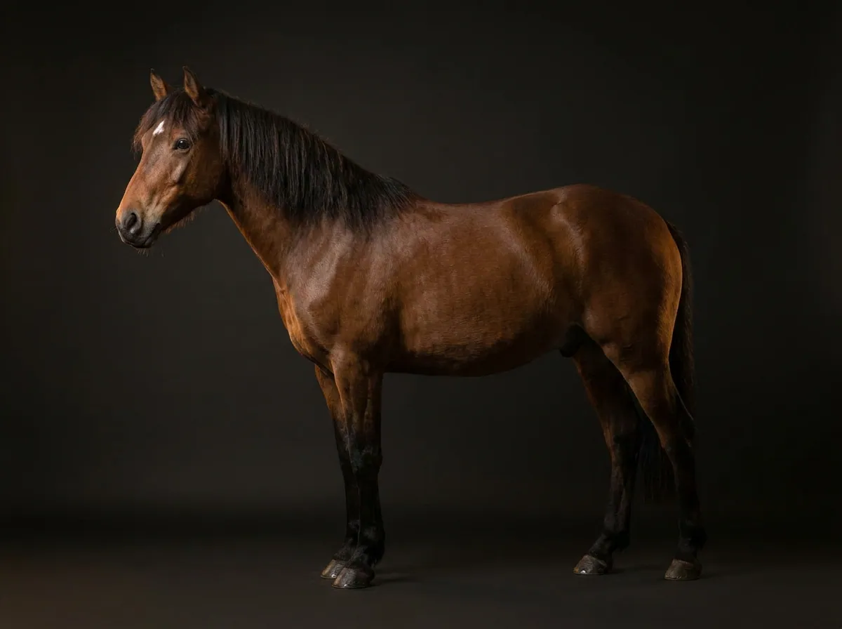 New Forest Pony im Profil vor dunklem Grund