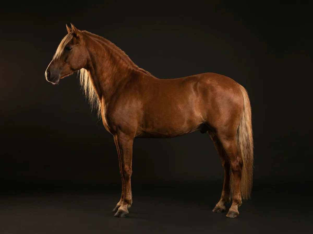 Paso Fino im Profil vor dunklem Grund