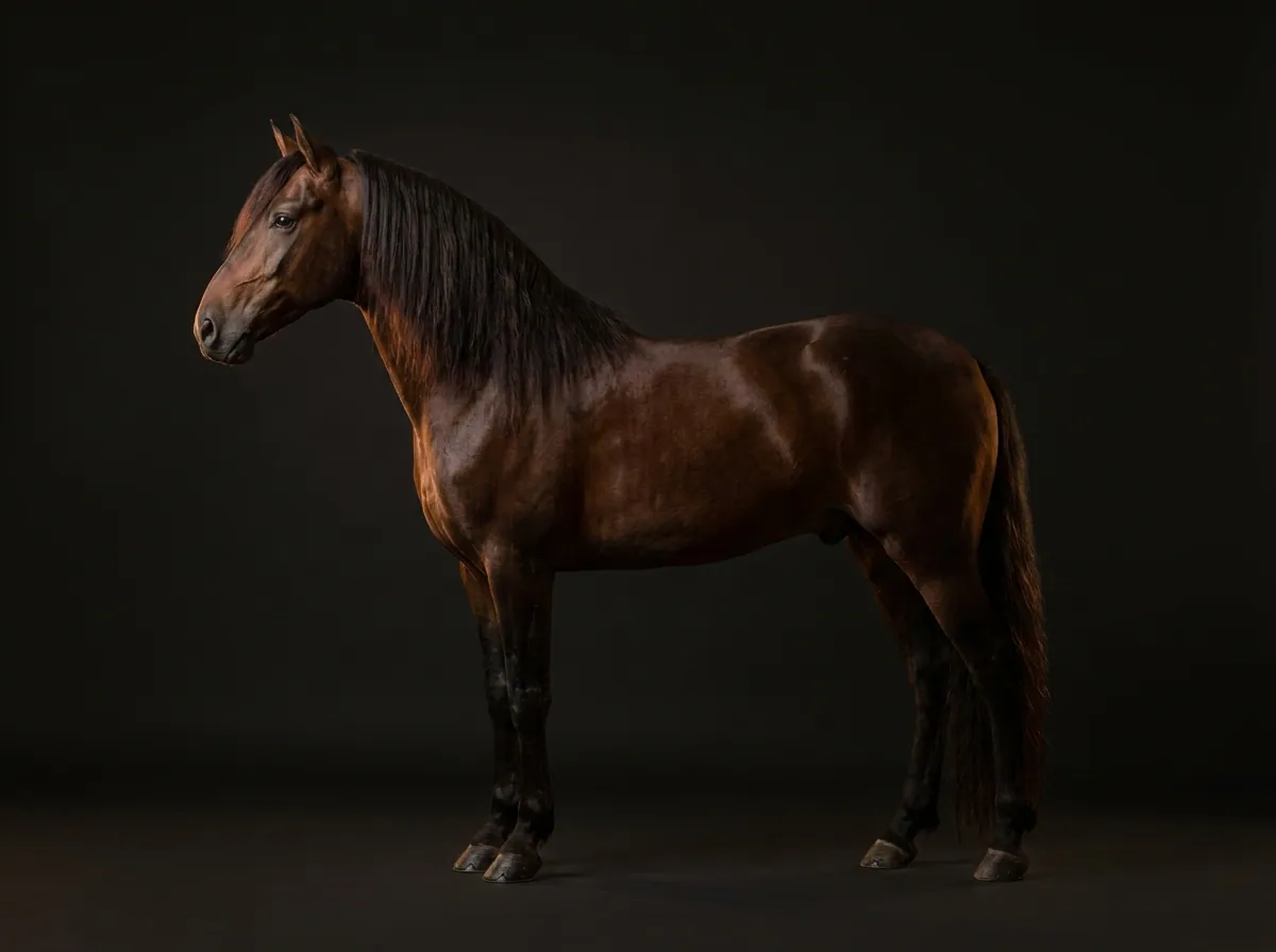 Peruvian Paso im Profil vor dunklem Grund