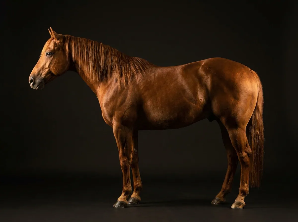 Quarter Horse im Profil vor dunklem Grund