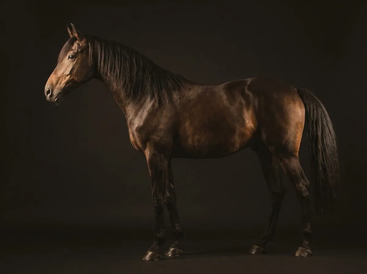 Trakehner im Profil vor dunklem Grund