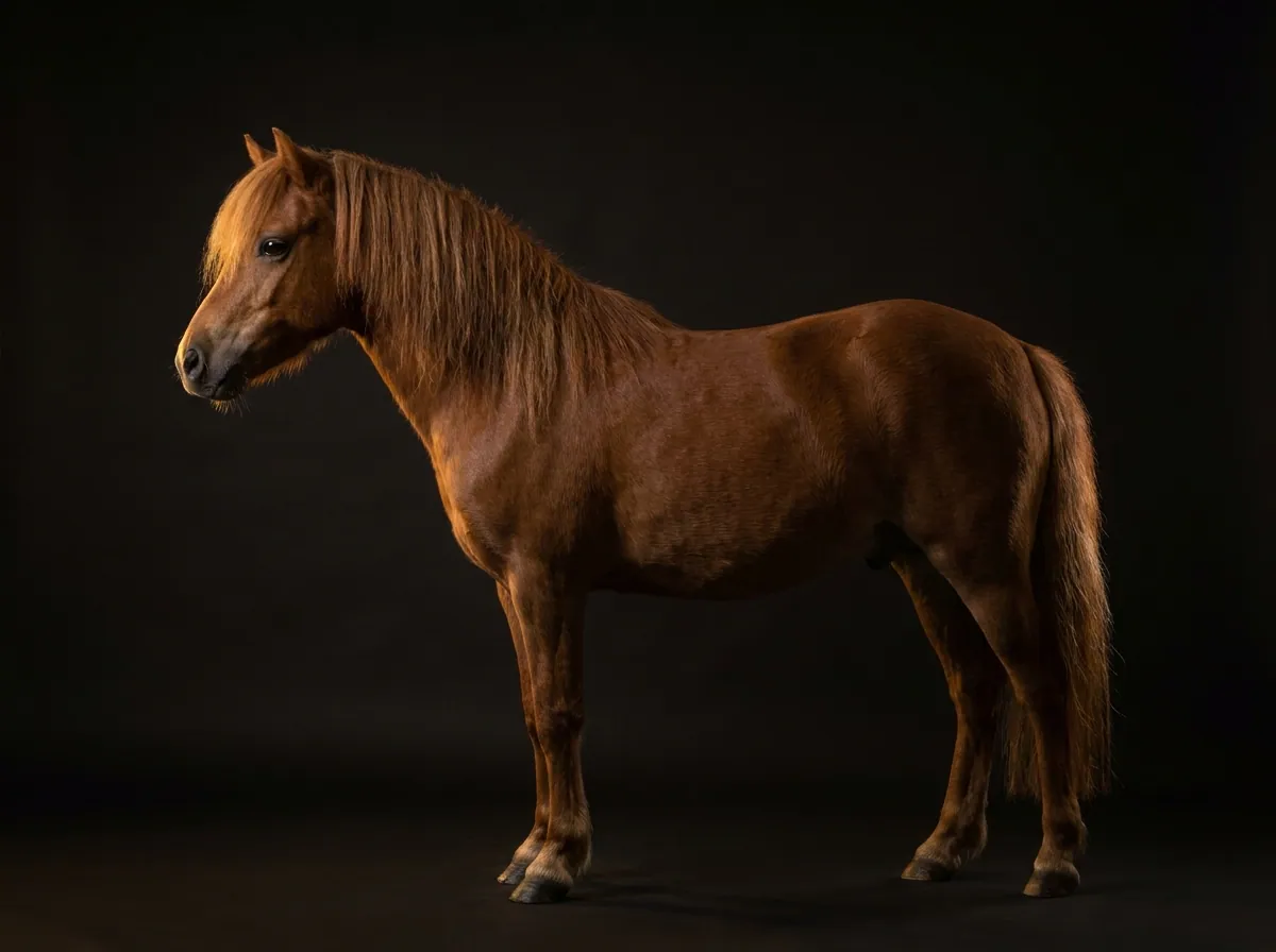 Welsh Pony & Cob im Profil vor dunklem Grund